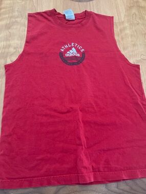 adidas Red Crewneck T-Shirt with Logo Tag